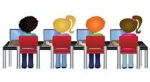 students sitting in a row at computers students sitting in a row at computers